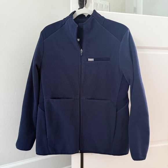 FIGS On-Shift NAVY BLUE Fleece Jacket Scrubs Large - Picture 1 of 6